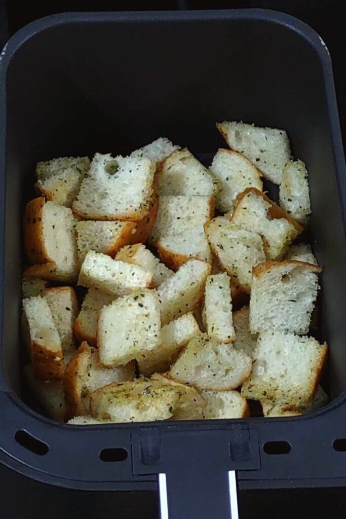 add bread cubes to air fryer