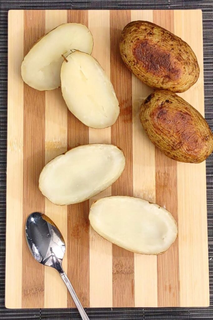 scoop out the inside of the potatoes