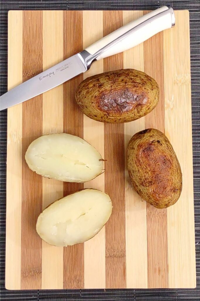 slice baked potatoes lengthwise