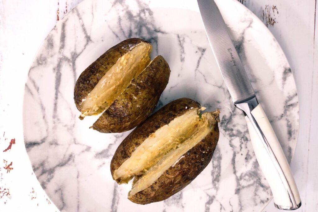 remove toppings before reheating baked potato