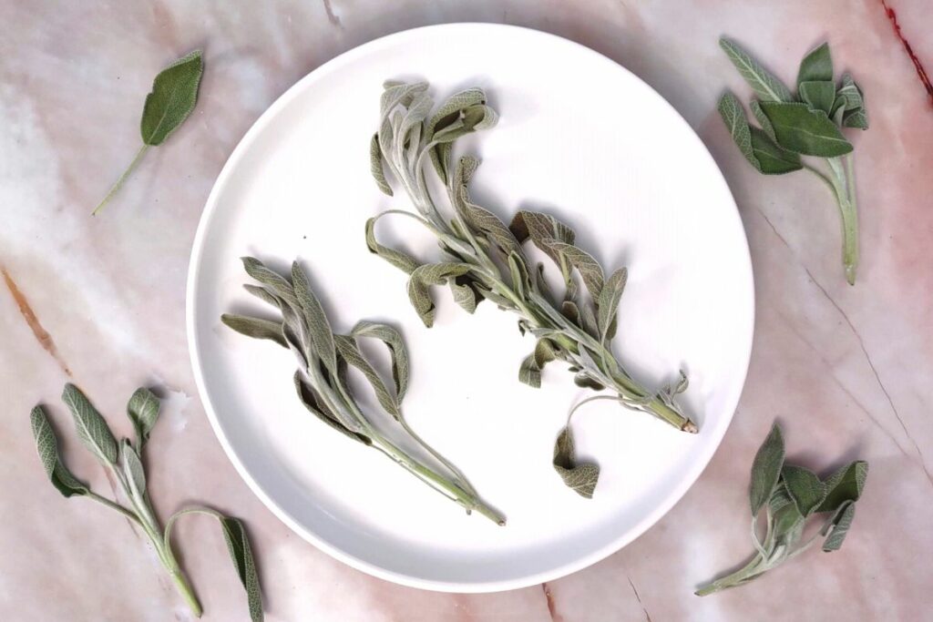 air fry fresh sage until leaves curve and crackle