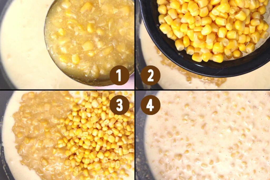 fold in a can of creamed corn and drained sweet corn