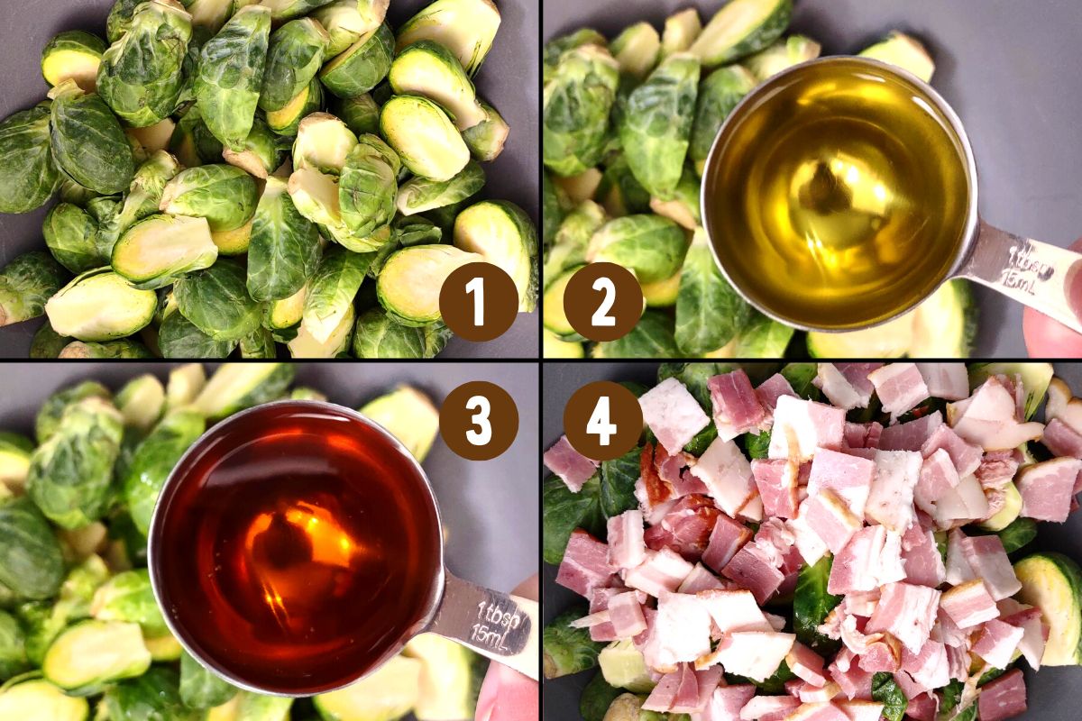 Air Fryer Brussel Sprouts with Bacon and Maple Syrup Dinners Done Quick