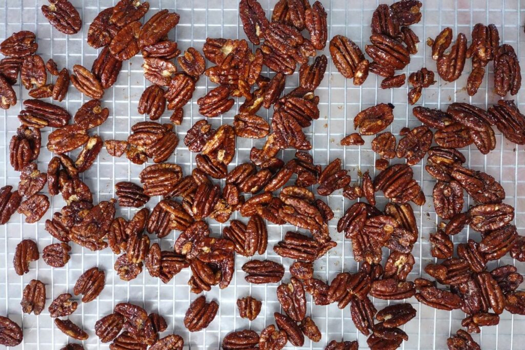 let air fryer honey roasted pecans rest to cool
