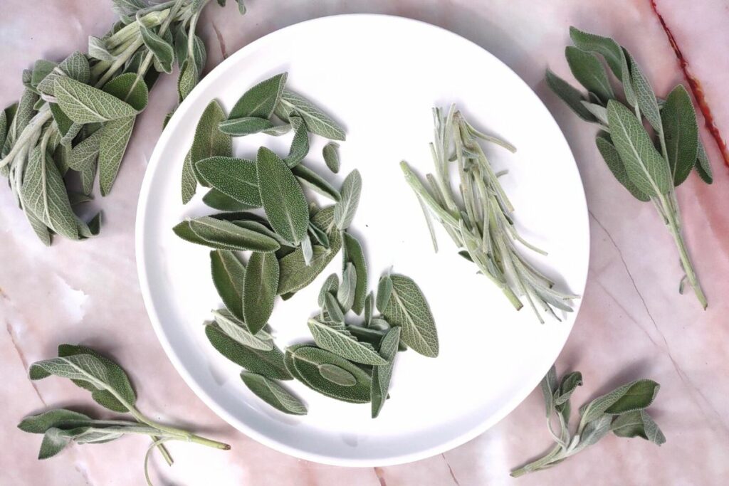 remove sage leaves from their stems