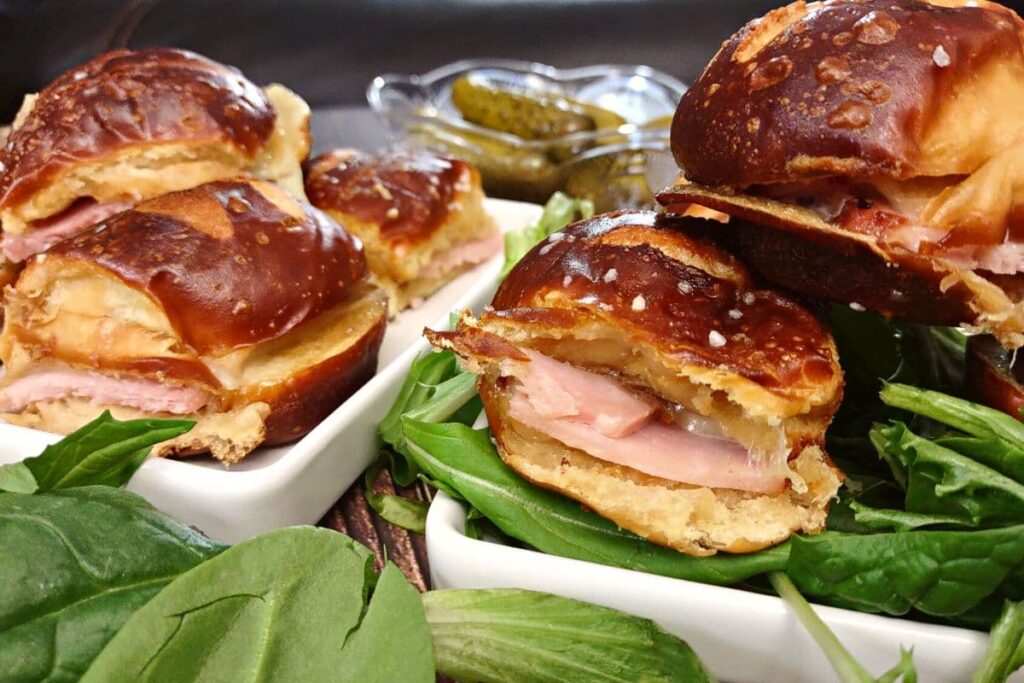 easy air fryer ham and cheese sliders on hawaiian pretzel rolls dinners done quick