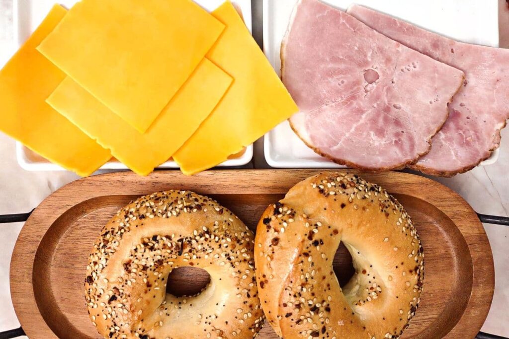 ham cheese and bagel ingredients for air fryer sandwich