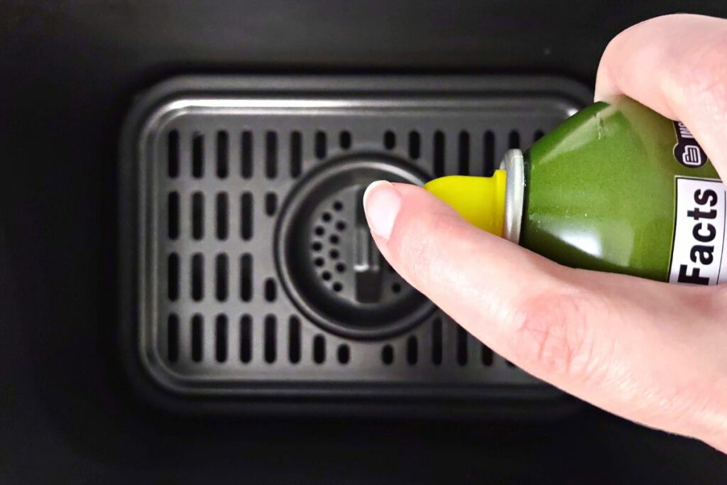 spray the air fryer basket with oil to prevent sticking