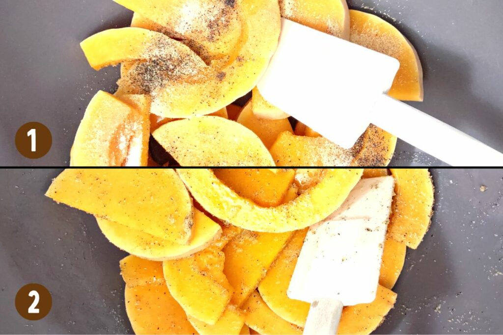 toss and mix squash and seasonings