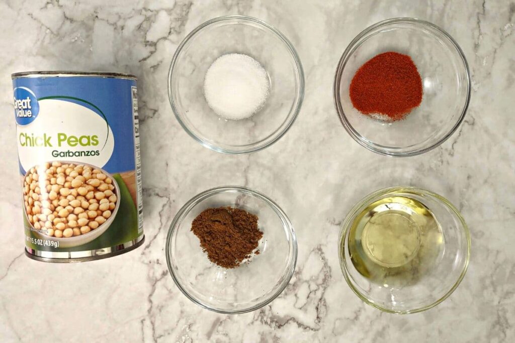 air fryer indian chickpeas ingredients on a counter