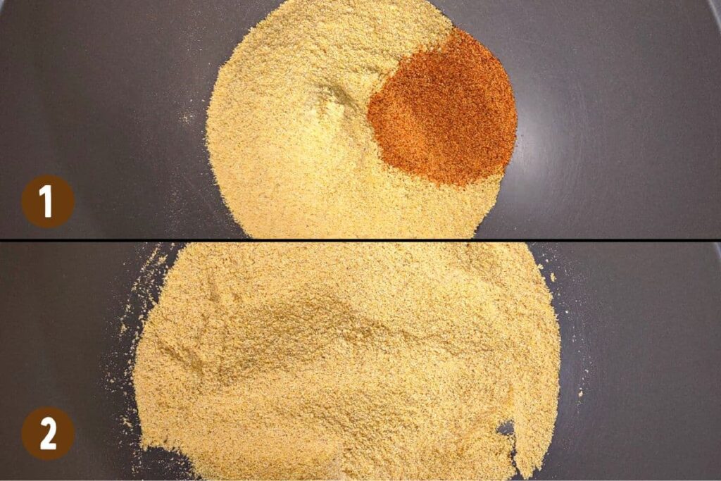 combine breading mix with seasoning in a bowl