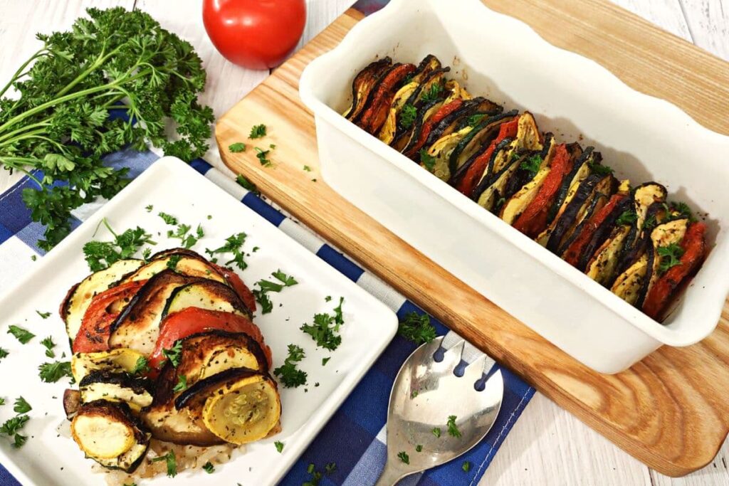 delicious and colorful air fryer roasted ratatouille
