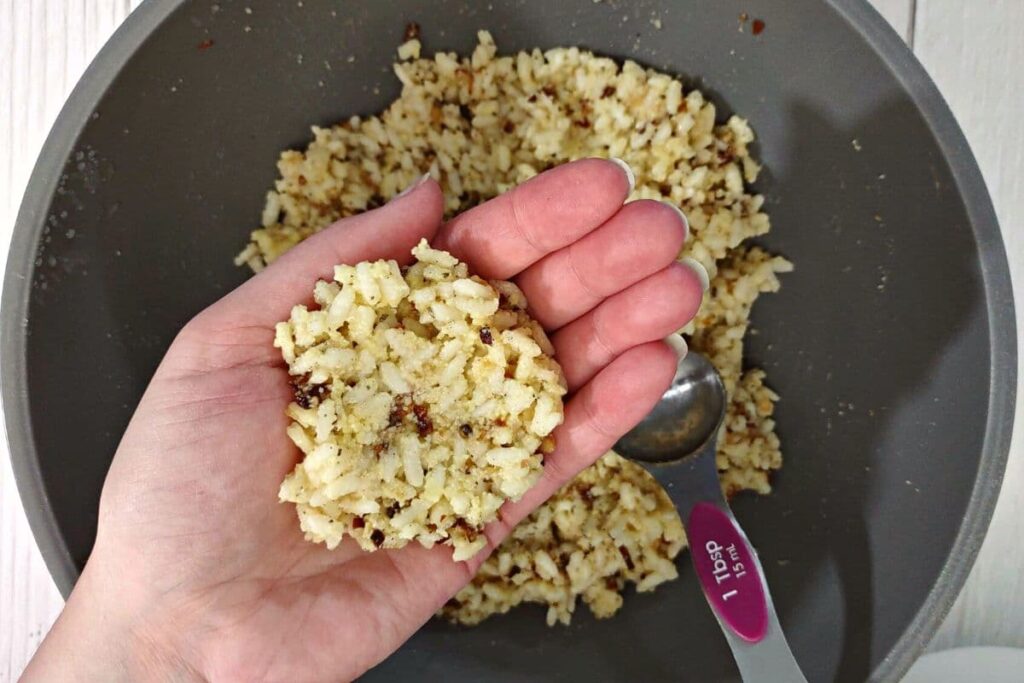 spoon rice mixture into your hand