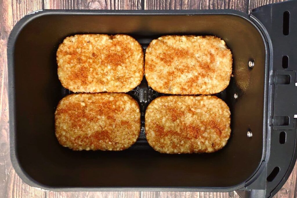 flip hash browns when they are halfway cooked