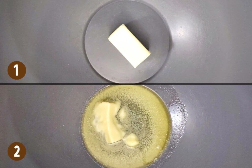 add and melt butter in mixing bowl