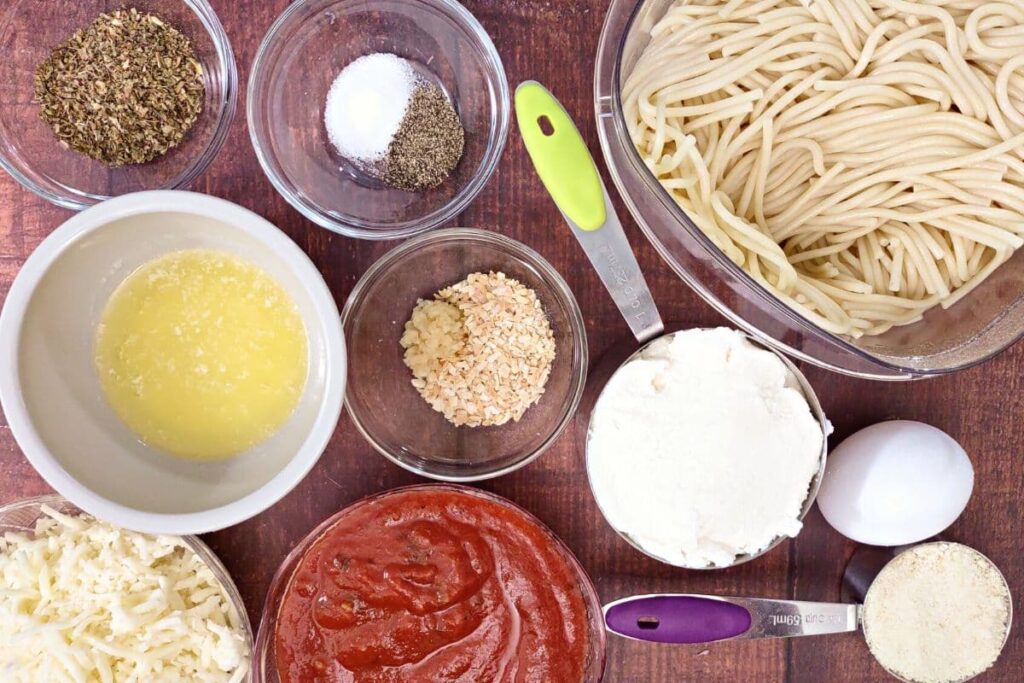 ingredients to make baked spaghetti in the air fryer