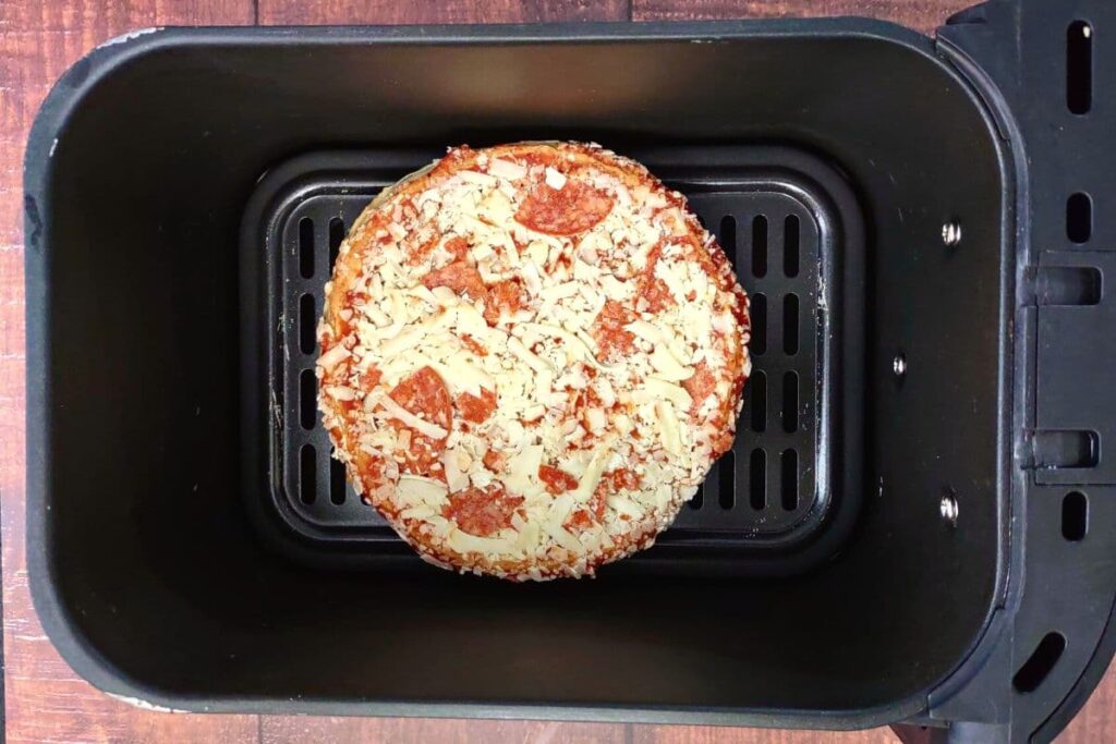 red baron deep dish pizza in air fryer basket