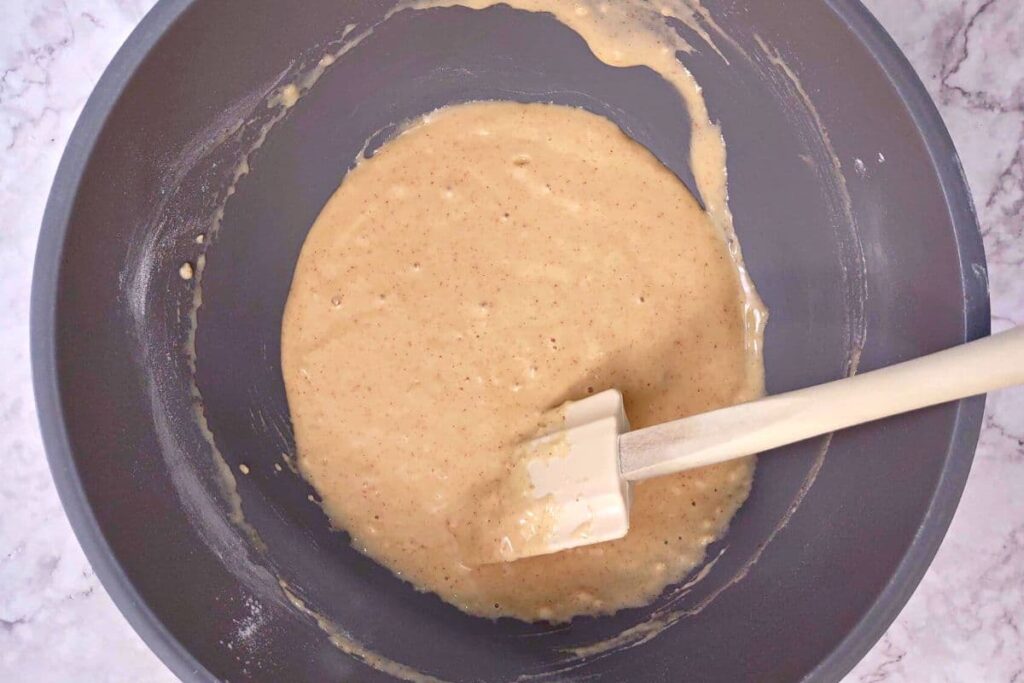 combine wet and dry ingredients into a batter