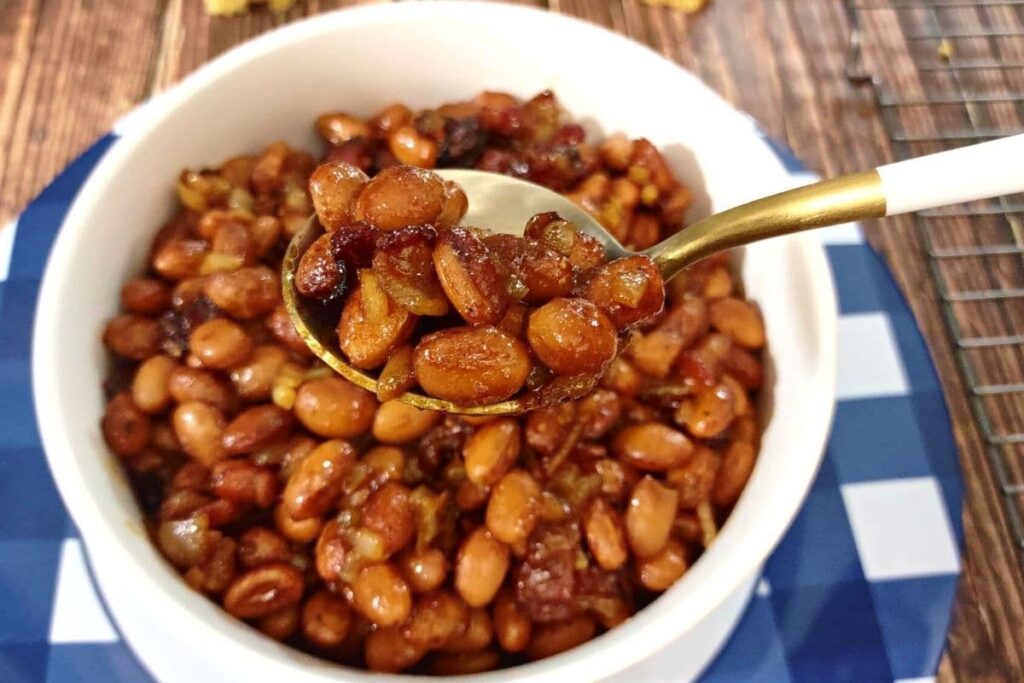 spoonful of air fryer baked beans