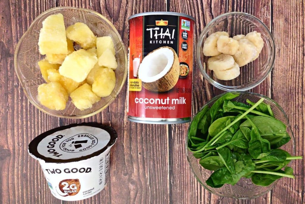 ingredients to make green pina colada smoothies