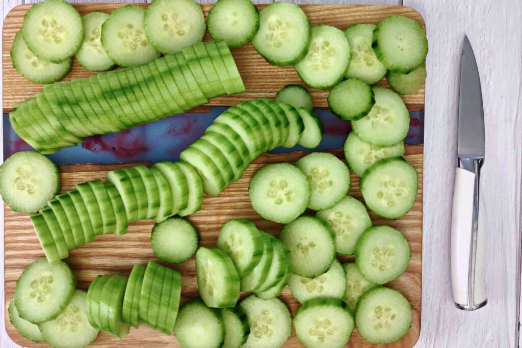 peel and cut your cucumbers into slices