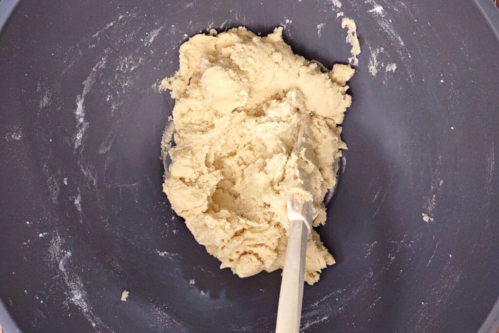 pour in dry ingredients and stir until a dough forms