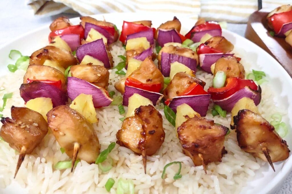 air fryer chicken kabobs with teriyaki and pineapple dinners done quick