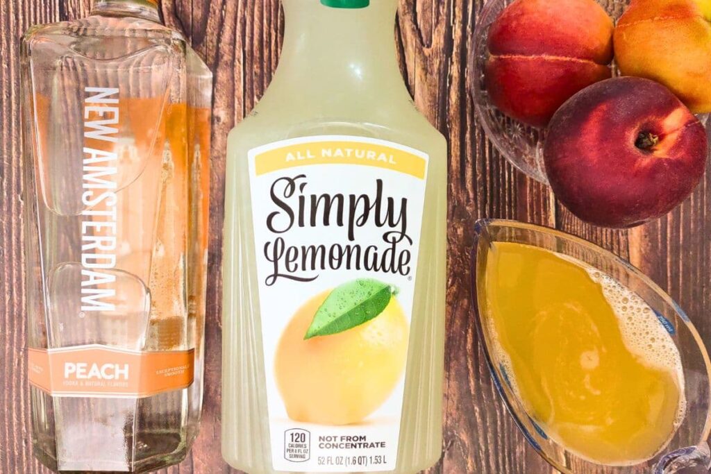 ingredients to make peach vodka lemonade
