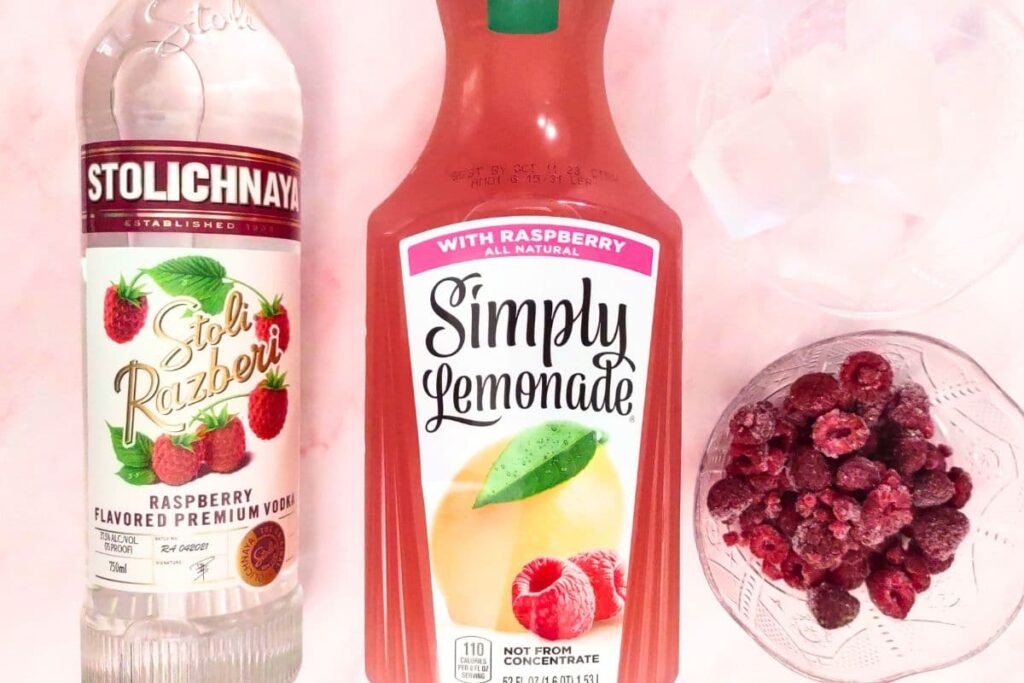 ingredients to make raspberry vodka lemonade