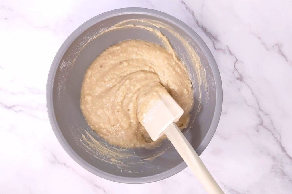 mix butter, flour, brown sugar, baking powder, and milk in a second bowl