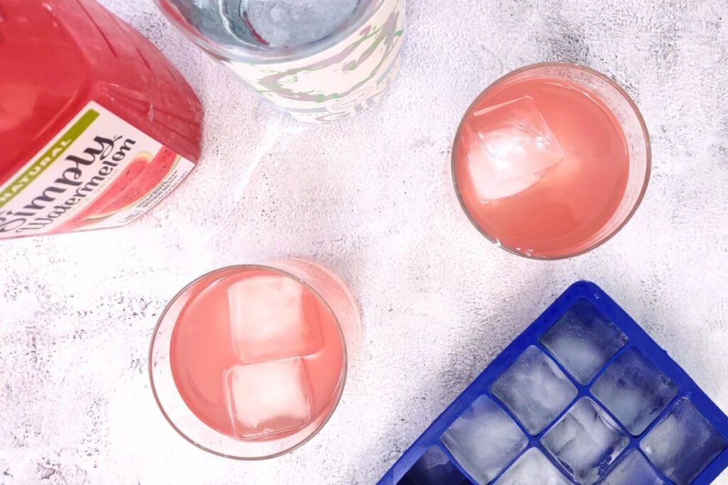 add ice cubes to the watermelon drink