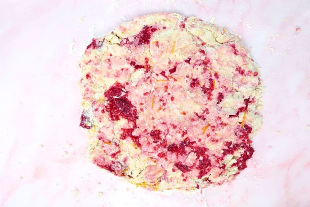 flatten scone dough into a 1 inch thick circle