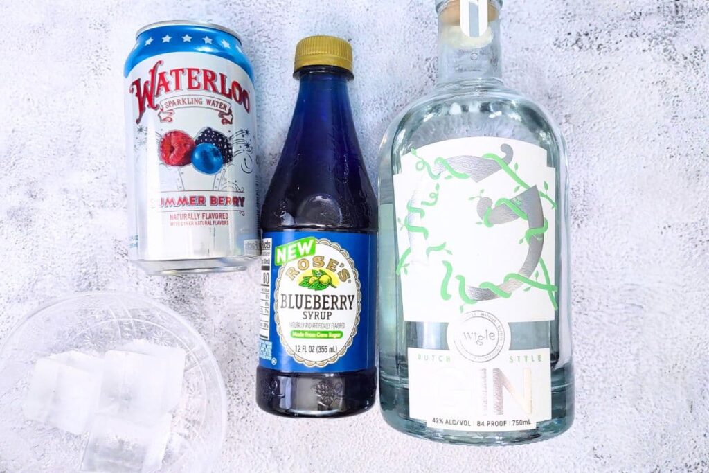 ingredients to make blueberry gin cocktails
