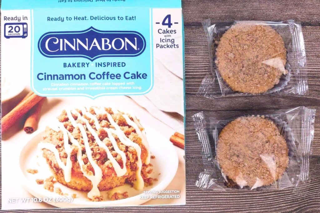 cinnabon coffee cake next to the box