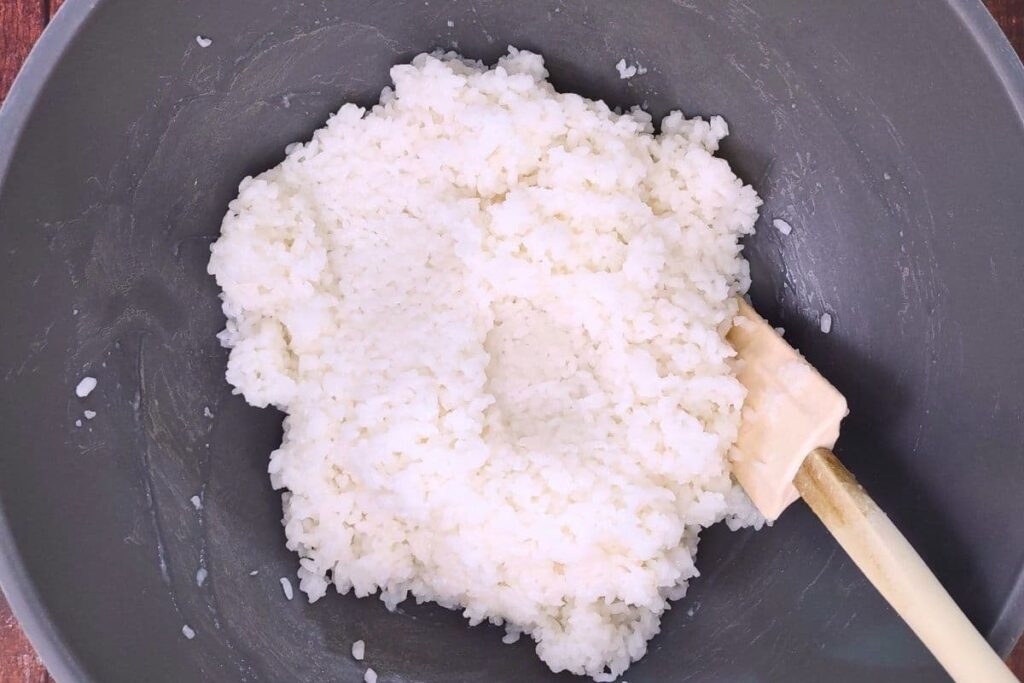 cook sticky rice in the microwave before cooking the spam