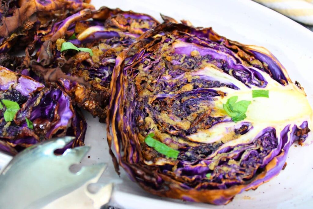 delicious red cabbage steak slice made in the air fryer