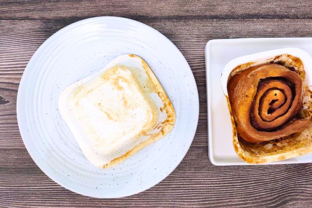 flip cinnabon roll upside down to release from container