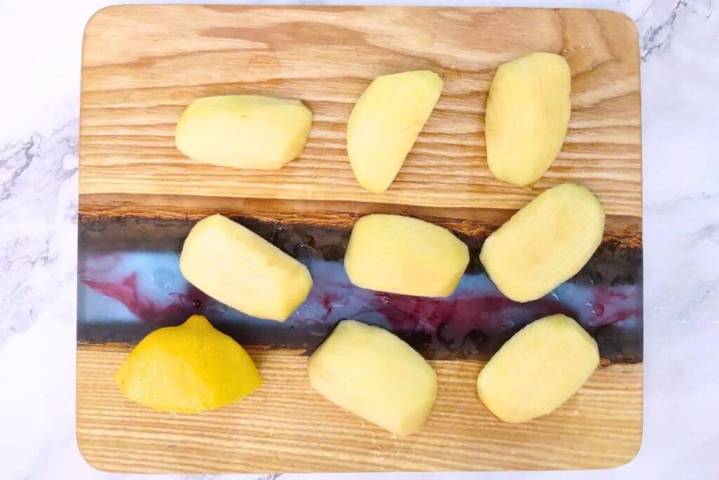 peel and quarter apples before slicing them