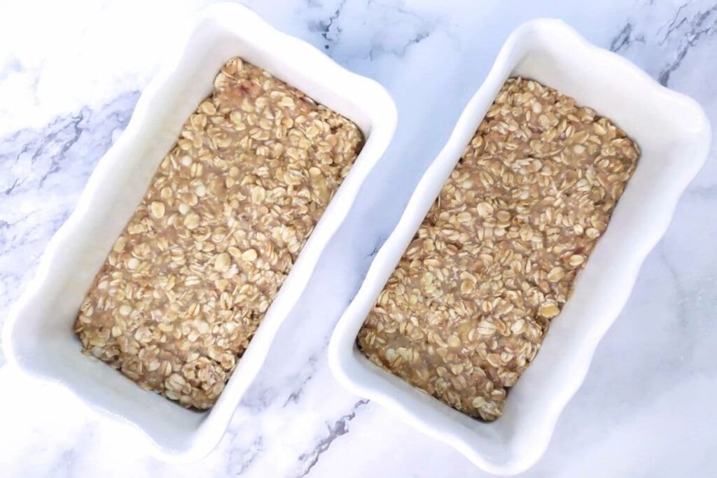 place oatmeal mixture into greased baking dish