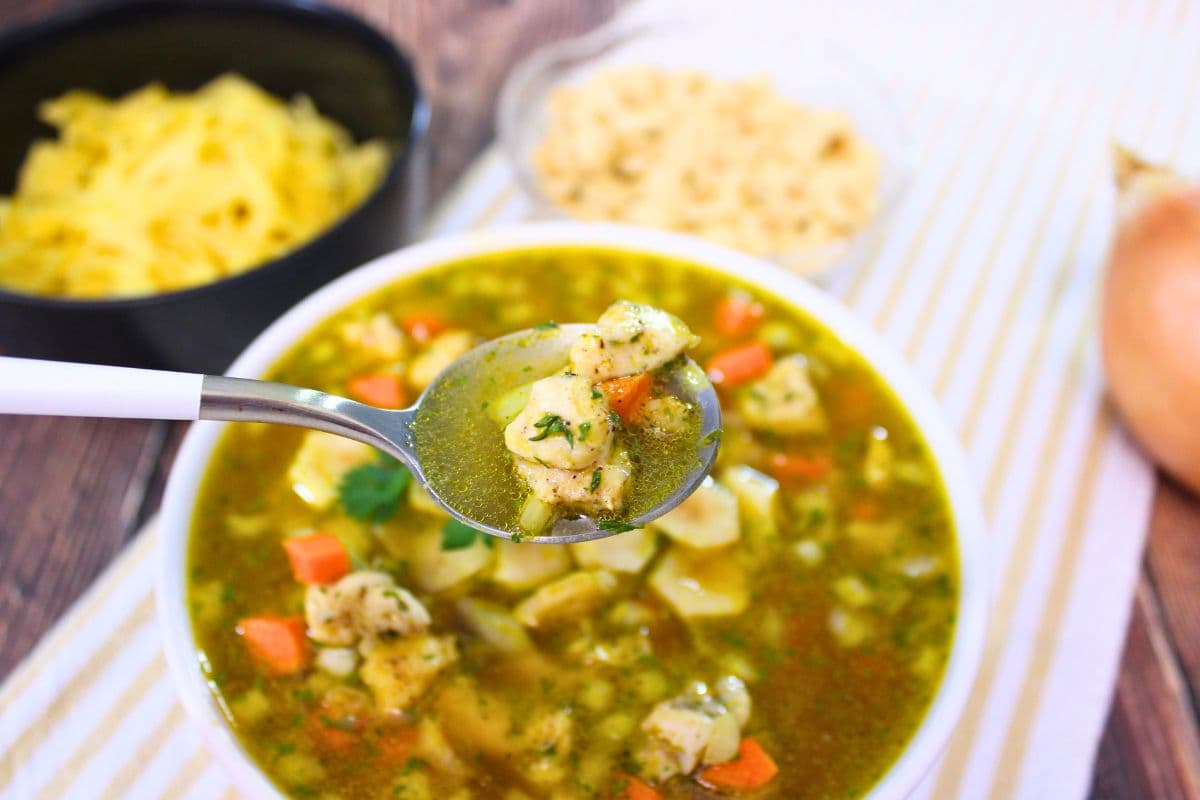 View of Air Fryer Chicken Soup: Scratch to Table Made Easy! - Dinners Done Quick