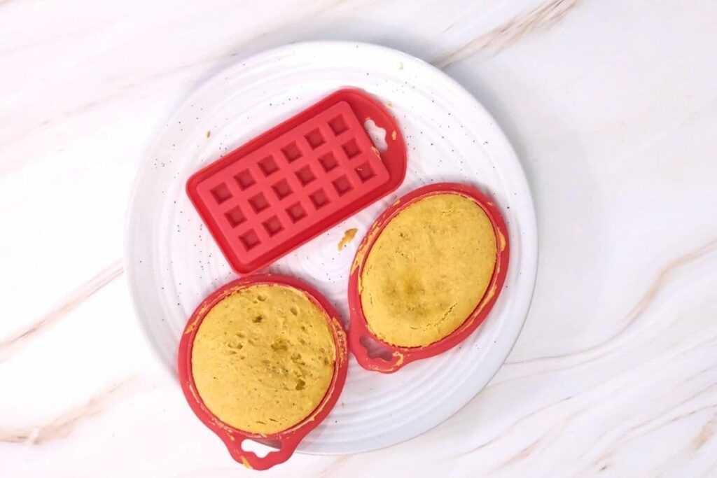 gently push waffle molds to release them