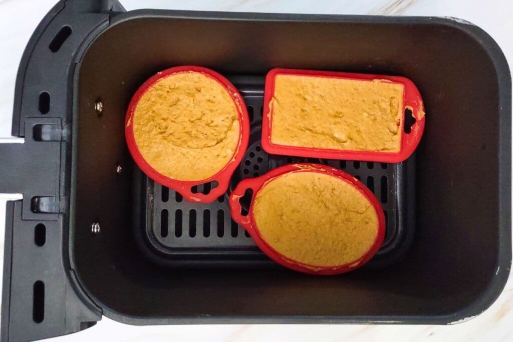 place the filled waffle molds into the air fryer basket