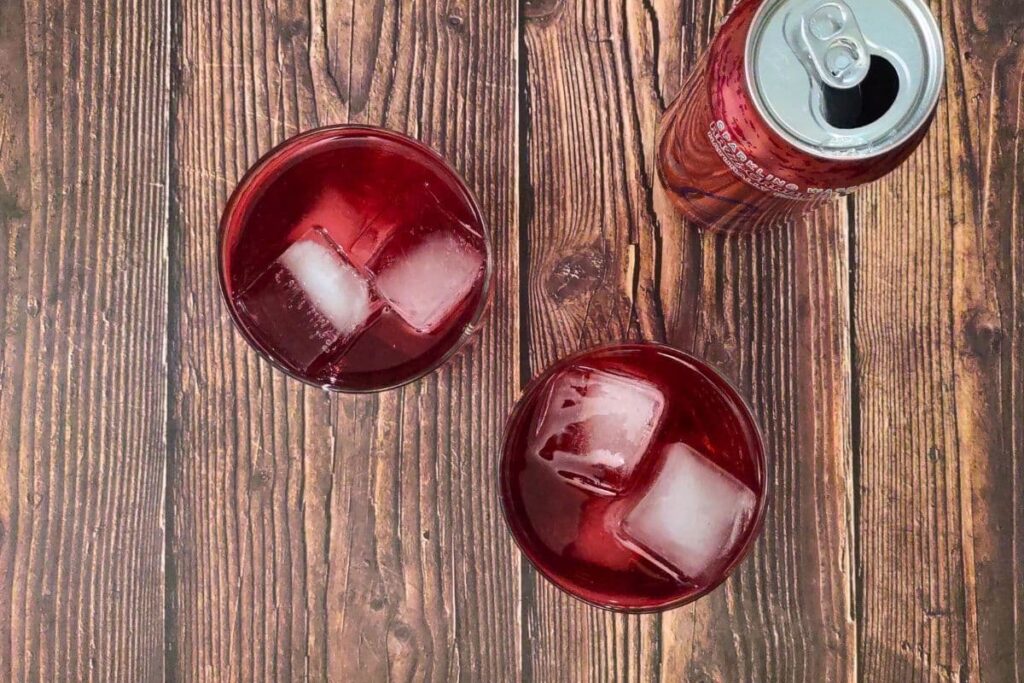 top the cranberry vodka with sparkling water