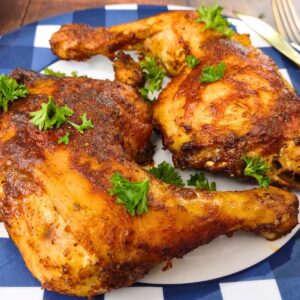 air fryer bbq chicken leg quarters recipe dinners done quick featured image