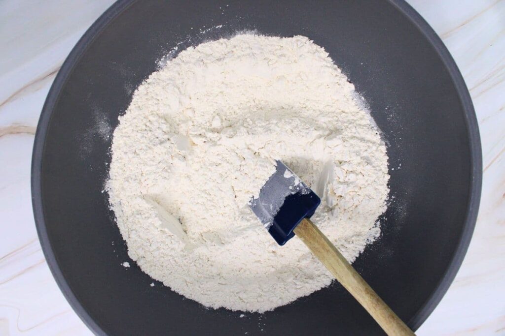 combine all dry ingredients in a bowl to begin scones dough