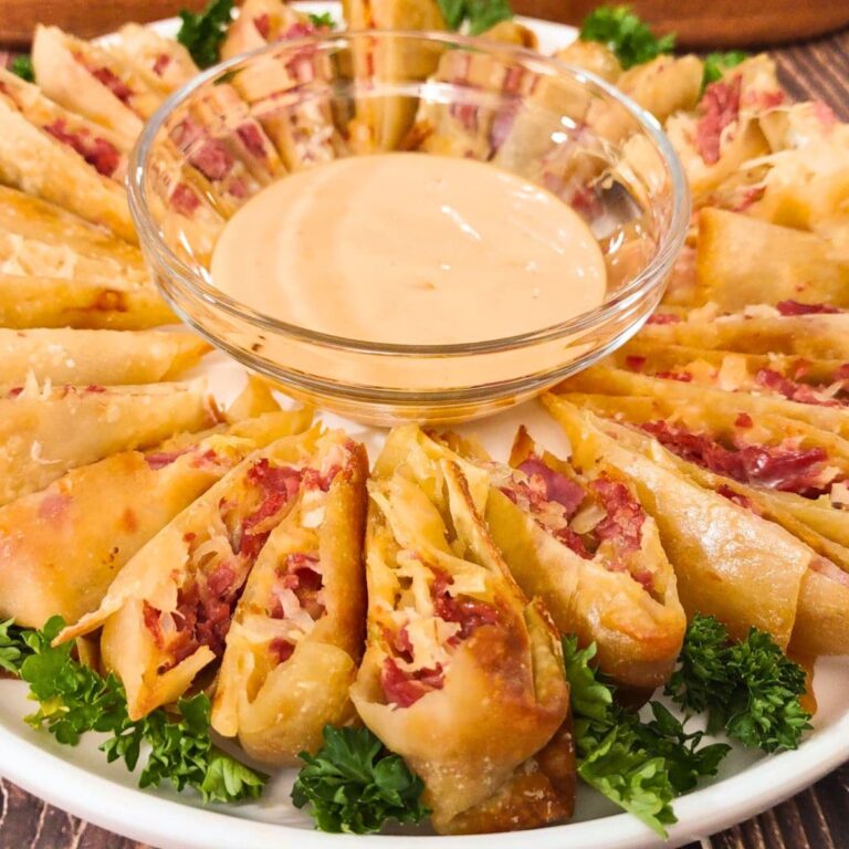 crispy air fryer reuben egg rolls recipe dinners done quick featured image