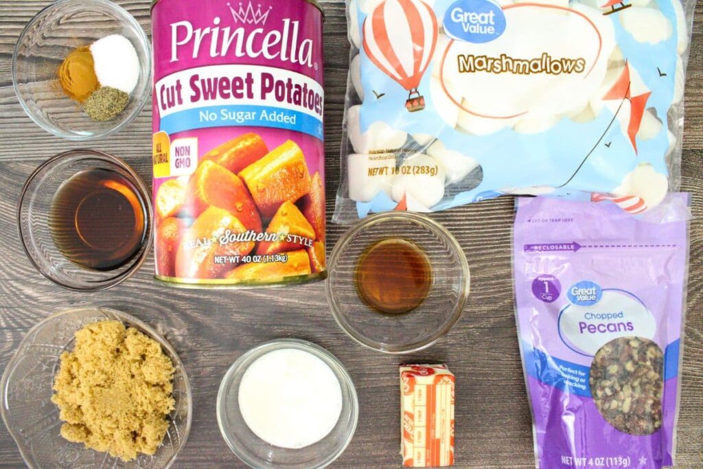 ingredients to make air fryer sweet potato casserole