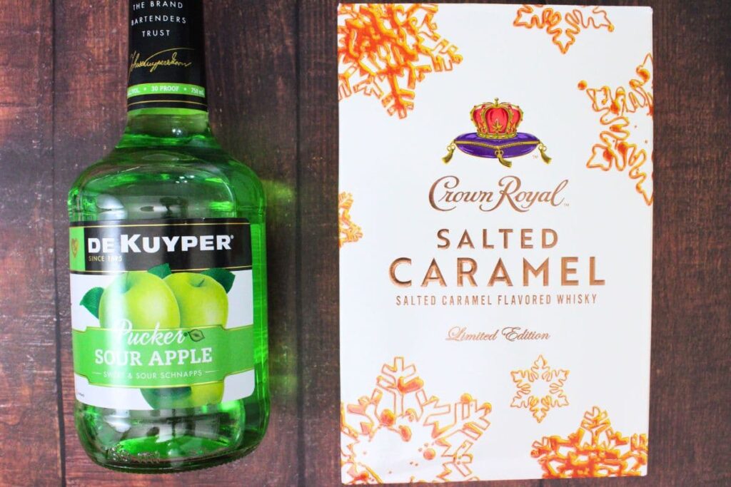 ingredients to make caramel apple shots with crown