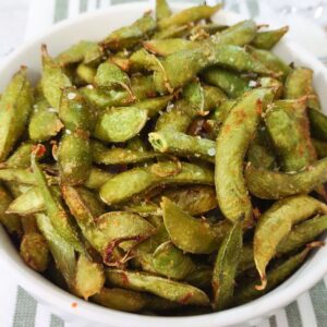 spicy garlic frozen edamame in the air fryer dinners done quick featured image