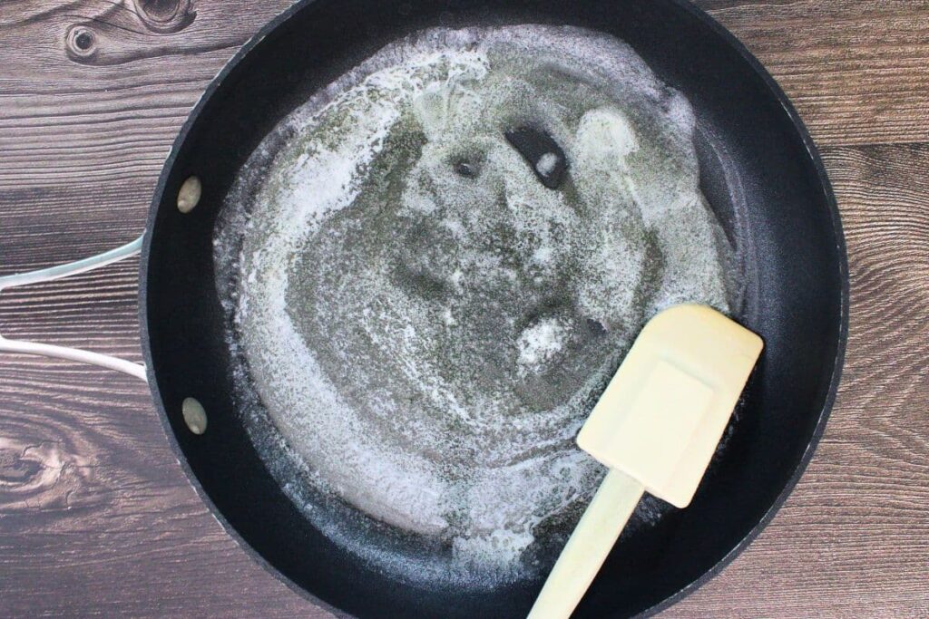 start mornay sauce by melting butter in a skillet